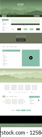 Light Green vector design ui kit with landscape. Web ui kit with abstract gradient hills in its header. Modern template for your landing page.