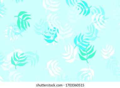 Light Green vector doodle backdrop with leaves. A vague abstract illustration with leaves in doodles style. Brand new design for your business.