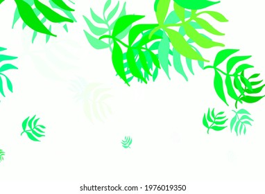 Light Green vector doodle backdrop with leaves. Colorful illustration in doodle style with leaves. Hand painted design for web, wrapping.