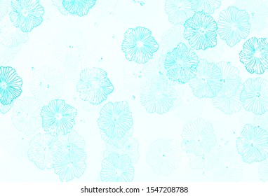 Light Green vector doodle background with leaves. Flowers in natural style on white background. New design for your business.