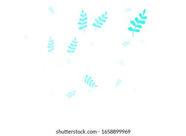 Hellgrüne Vektorillustration doodle Hintergrund mit Blättern. Eine vage abstrakte Illustration mit Blättern im Doodles-Stil. Muster für Tapeten, Farbbücher.