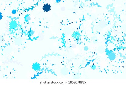 Light Green vector doodle background with flowers, roses. Colorful illustration in doodle style with flowers. Pattern for wallpapers, coloring books.