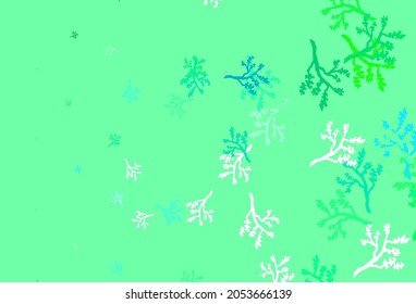 Fondo de doodle vectorial verde claro con sakura. Decoración de estilo indio con fondo blanco. Patrón elegante para tu libro de marca.