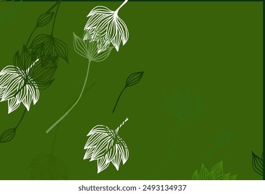 Hellgrüne Vektorgrafik Doodle Hintergrund. Leuchtende bunte Illustration mit Blättern im Doodle-Stil. Die Vorlage für den Hintergrund von Handys.