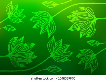 Light Green vector doodle blurred template. Ethnic elegant natural pattern with gradient. Hand painted design for web, wrapping, wallpaper.
