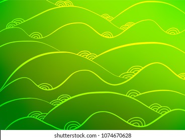 Light Green vector doodle blurred pattern. Colorful abstract illustration with lines in Asian style. The template can be used as a background for cell phones.