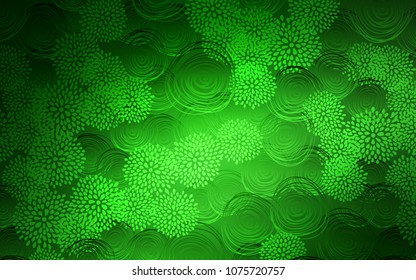 Light Green vector doodle blurred pattern. Colorful illustration in doodle style with flowers. Hand painted design for web, wrapping, wallpaper.