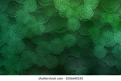 Light Green vector doodle bright background. Doodle illustration of flowers in Origami style with gradient. A new texture for your design.