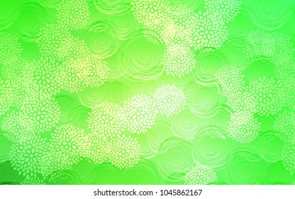 Light Green vector doodle bright template. Sketchy doodles with flowers on blurred background. The pattern can be used for wallpapers and coloring books.
