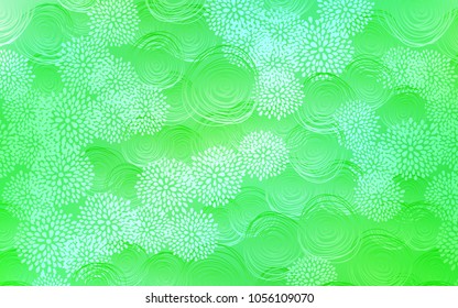 Light Green vector doodle bright background. Colorful illustration in doodle style with flowers. The template can be used as a background for cell phones.