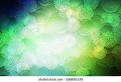 Light Green vector doodle bright layout. Modern geometrical abstract illustration with flowers. The pattern can be used for wallpapers and coloring books.