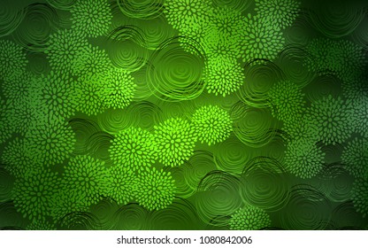Light Green vector doodle bright pattern. Creative illustration in blurred style with flowers. The pattern can be used for coloring books and pages for kids.