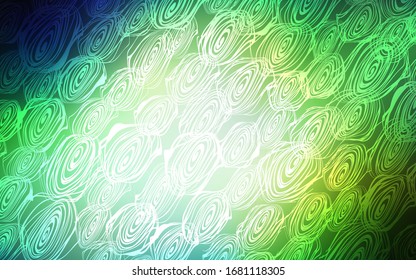 Fondo claro de doodle vectorial verde claro. Ilustración abstracta brillante con doodles y rosas. El patrón puede ser usado para papeles pintados y libros de coloreado.