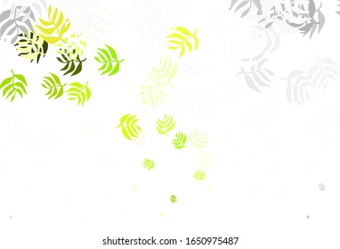 Light Green vector doodle pattern with leaves. A vague abstract illustration with leaves in doodles style. Brand new style for your business design.