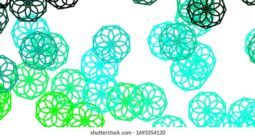 Light Green vector doodle pattern with flowers. Abstract illustration with flowers in Origami style. Smart design for wrapping, wallpapers.