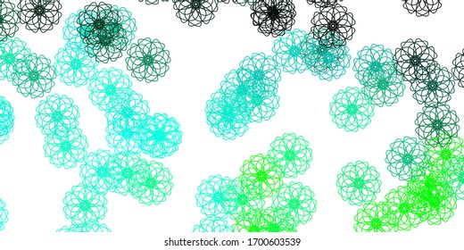 Light Green vector doodle pattern with flowers. Simple design with flowers on abstarct background. Smart design for wrapping, wallpapers.