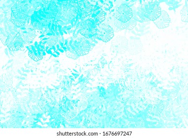 Light Green vector doodle template with leaves, flowers. Illustration with doodles on abstract template. New template for your brand book.