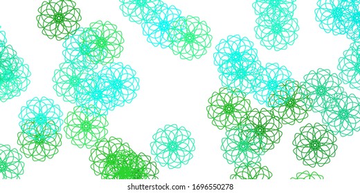 Light Green vector doodle template with flowers. Simple colored illustration with abstarct flowers. Smart design for wrapping, wallpapers.