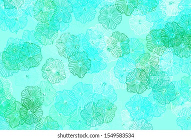 Light Green vector doodle texture with leaves. An elegant bright illustration with flowers. Textured pattern for websites, banners.