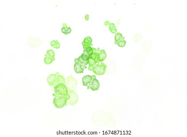 Light Green vector doodle texture with flowers. Flowers with gradient on white background. Textured pattern for websites, banners.