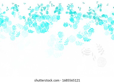 Light Green vector doodle texture with leaves. Shining colored illustration with leaves in doodle style. New design for your business.