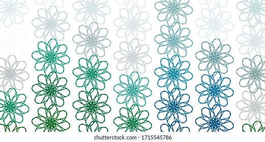 Light Green vector doodle texture with flowers. Colorful flowers in natural style on simple background. Best design for your business.