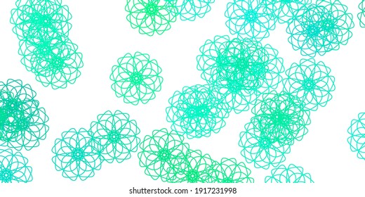 Light Green vector doodle texture with flowers. Simple colored illustration with abstarct flowers. Colorful pattern for spring parties.