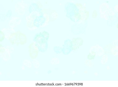 Light Green vector elegant wallpaper with flowers. Flowers in natural style on white background. Textured pattern for websites, banners.