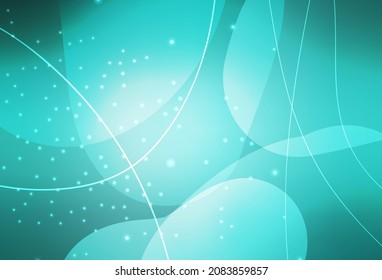 Gráfica abstracta del vector verde claro con puntos coloridos, líneas. Ilustración con un conjunto de círculos abstractos de colores brillantes. Plantilla moderna para la página de inicio.