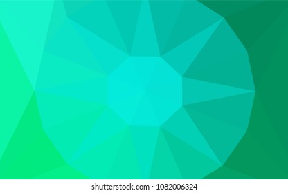 Light Green vector gradient triangles template with a gem in a centre. Colorful illustration in a polygonal style. Triangular pattern for your design.