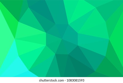 Light Green vector gradient triangles pattern with a gem in a centre. Triangular geometric sample with gradient.  Polygonal design for your web site.