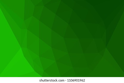 Light Green vector gradient triangles texture with a gem in a centre. Illustration in halftone style with triangles. Triangular pattern for your design.
