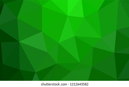 Light Green vector gradient triangles texture. Shining polygonal illustration, which consist of triangles. A completely new design for your leaflet.