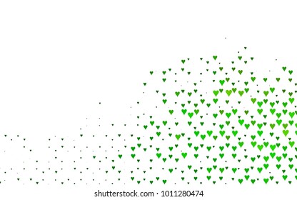 Light Green vector greeting Card Happy Valentine's Day. Pattern with isolated hearts on the white background. Colored illustration for your banner, website, advert.