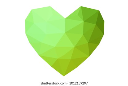 Light Green vector greeting Card Happy Valentine's Day. Lettering with hearts on the white polygonal background. Colored triangular illustration for your business.