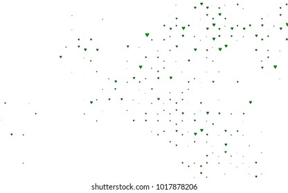 Light Green vector greeting Card Happy Valentine's Day. Pattern with isolated hearts on the white background. Colored illustration for your banner, website, advert.