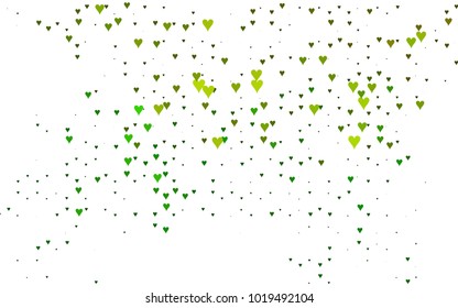 Light Green vector greeting Card Happy Valentine's Day. Pattern with isolated hearts on the white background. Colored illustration for your banner, website, advert.