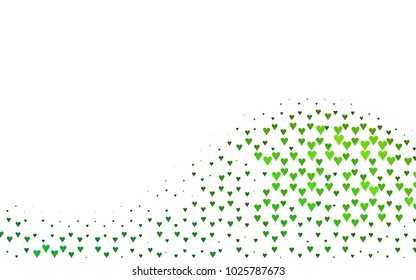Light Green vector greeting Card Happy Valentine's Day. Pattern with isolated hearts on the white background. Colored illustration for your banner, website, advert.