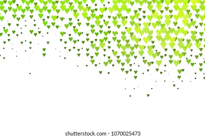 Light Green vector greeting Card Happy Valentine's Day. Pattern with isolated hearts on the white background. Colored illustration for your banner, website, advert.