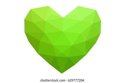 Light Green vector greeting Card Happy Valentine's Day. Lettering with hearts on the white polygonal background. Colored triangular illustration for your business.