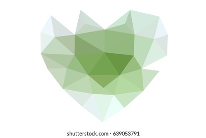 Light Green vector greeting Card Happy Valentine's Day. Lettering with hearts on the white polygonal background. Colored triangular illustration for your business.