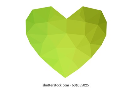Light Green vector greeting Card Happy Valentine's Day. Lettering with hearts on the white polygonal background. Colored triangular illustration for your business.