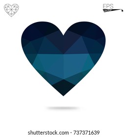 Light Green vector greeting Card Happy Valentine's Day. Lettering with hearts on the white polygonal background. Colored triangular illustration for your business.