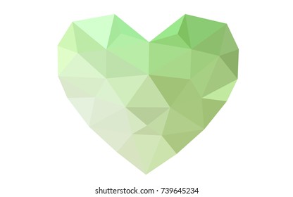 Light Green vector greeting Card Happy Valentine's Day. Lettering with hearts on the white polygonal background. Colored triangular illustration for your business.