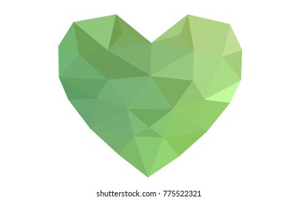 Light Green vector greeting Card Happy Valentine's Day. Lettering with hearts on the white polygonal background. Colored triangular illustration for your business.