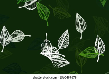 Light Green vector hand painted texture. Colorful illustration in doodle style with leaves. New template for your brand book.