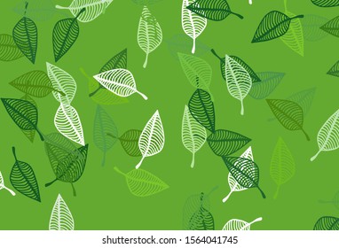 Light Green vector hand painted pattern. Pattern with gradient colorful leaves in natural style. The textured pattern for website.