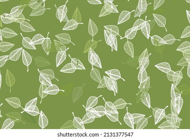 Light Green vector hand painted template. Glitter abstract illustration with leaves. Pattern for coloring books and pages for kids.