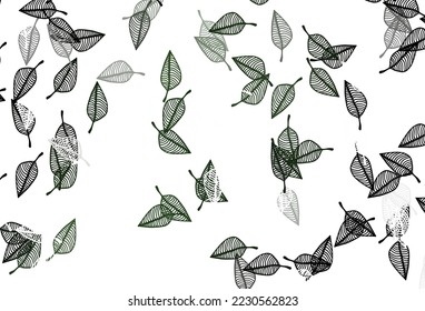 Light Green vector hand painted template. A vague abstract illustration with leaves in doodles style. Pattern for brand book.