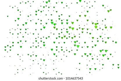 Light Green vector hearts isolated on white background. Cool pattern in origami style with gradient for Valentine day. Graphic illustration for your business design.